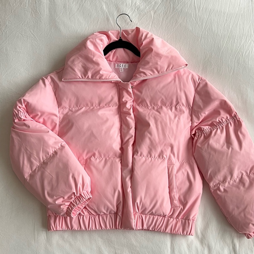 Pink puffer jacket